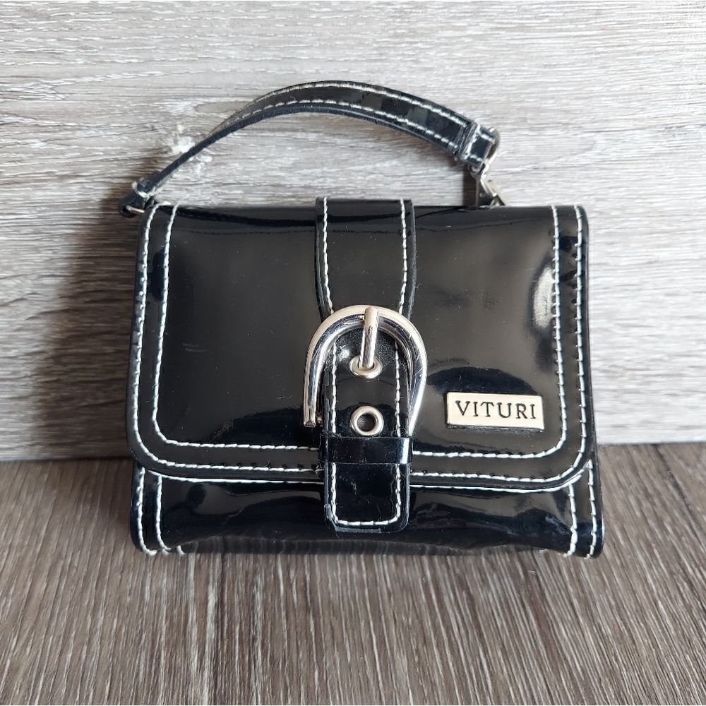Gorgeous Vintage Vituri Mini Bag - Black - Faux Patent Leather